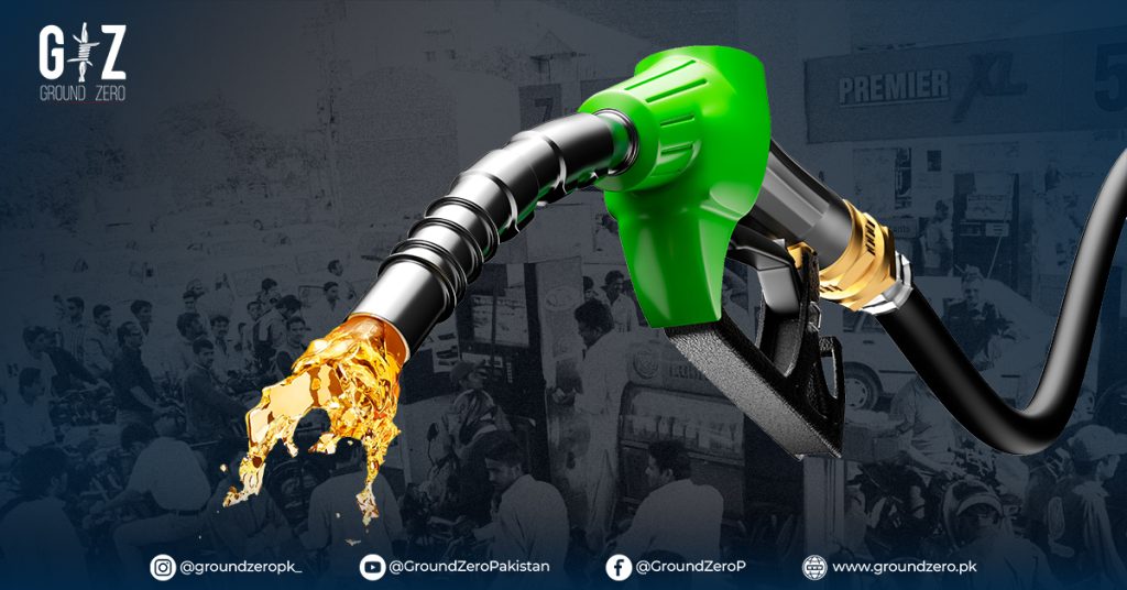 Petrol prices at a fuel station in Pakistan amid fluctuating trends in 2024.