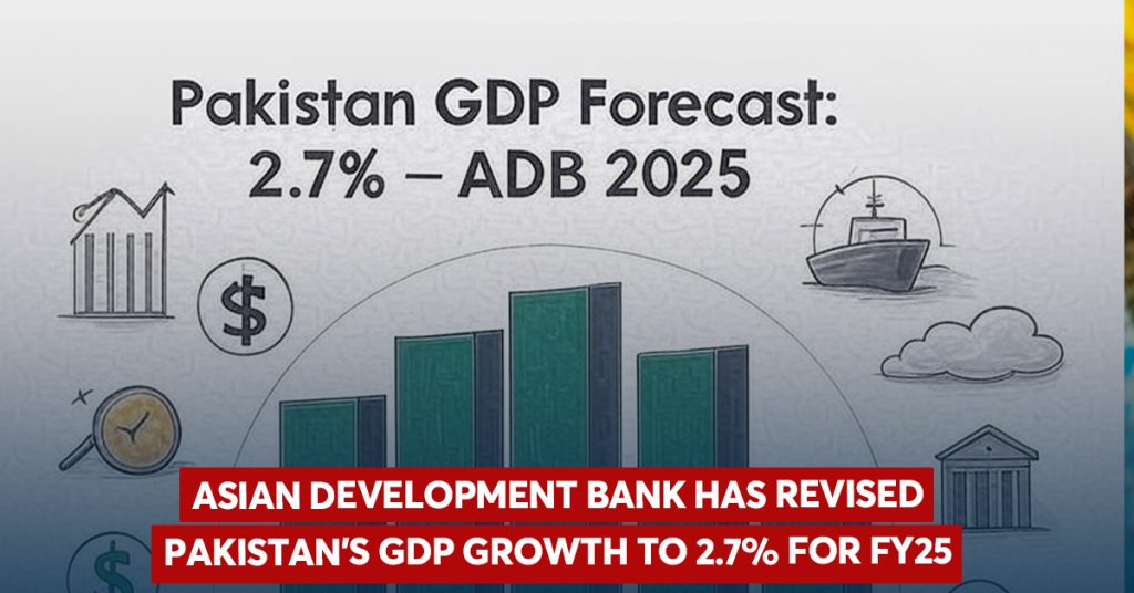 Asian Development Bank has revised Pakistan’s GDP growth to 2.7% for FY25. ADB Revises Pakistan’s FY25 Growth Forecast