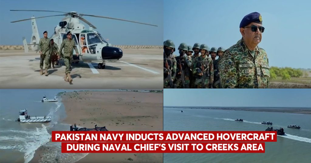 Pakistan Navy Inducts Advanced Hovercraft During Naval Chief’s Visit to Creeks Area Pakistan Navy Inducts Advanced Hovercraft During Naval Chief’s Visit to Creeks Area