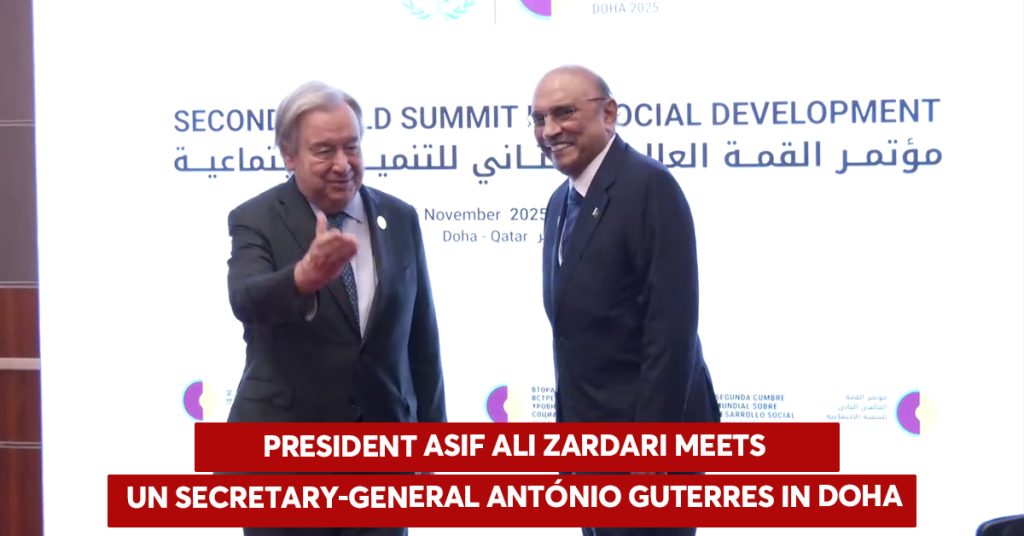 President Zardari Meets UN Chief in Doha